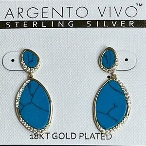 Argento Vivo 18K GP Turquoise and Cubic Zirconia Drop Earrings